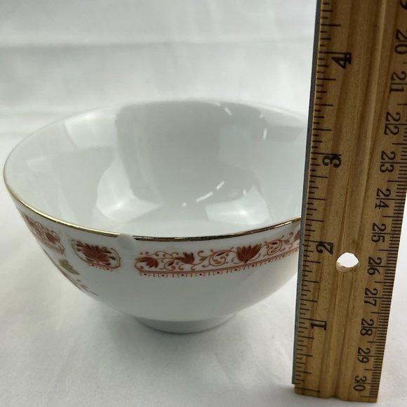 Cathay Xiamen China Set of 2 Gold Trim Floral Rice Porcelain Bowls - Picture 6 of 9